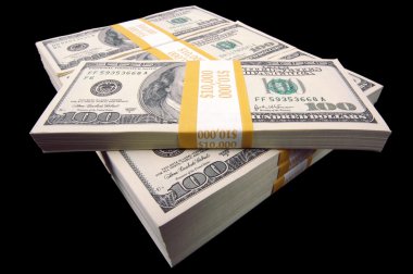 Hundred Dollar Bills On Black clipart