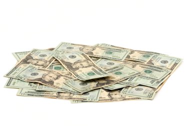 Pile of Twenty Dollar Bills Isolated on a White clipart