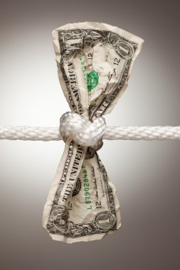 Wrinkled American Dollar Tied Up in Rope clipart