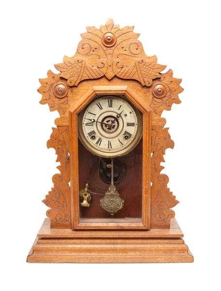 Ročník starožitné hodiny izolovaných na bílém pozadí — Stock fotografie