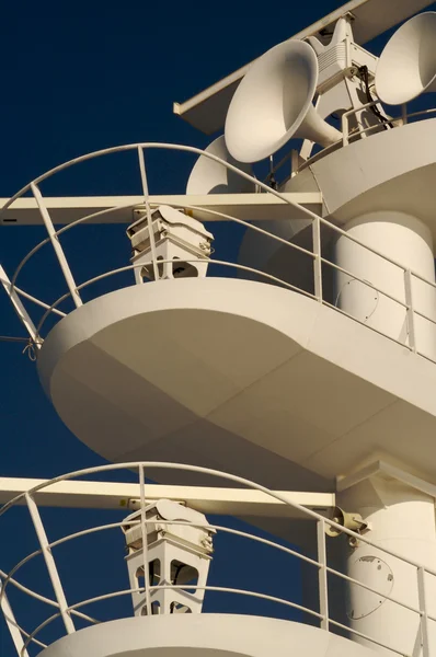 Ea. Cruise ship radar and signaling equipment. — Stock Photo, Image