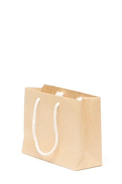 Brązowa torba na zakupy na białym tle — Zdjęcie stockowe