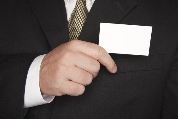Businessman Holding Blank Business Card