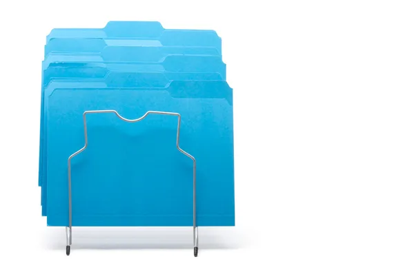Niebieski plik folderów w szafie. — Zdjęcie stockowe