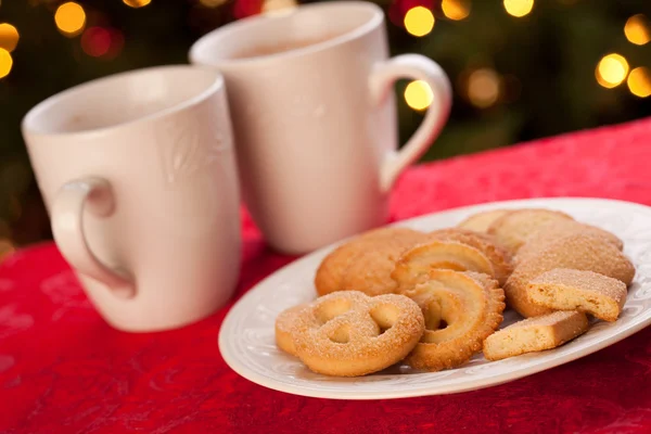 Hot Chocolate, Cookies and Lights — Stock Photo, Image