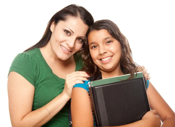 Orgulhoso hispânico mãe e filha pronto — Fotografia de Stock