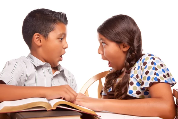 Hispanic Brother and Sister Studying — Stock Photo, Image