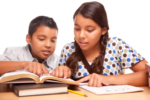 Hispanic Brother and Sister Studying — Stock Photo, Image
