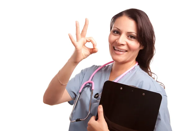Atrakcyjny hiszpanin lekarz lub pielęgniarka — Zdjęcie stockowe