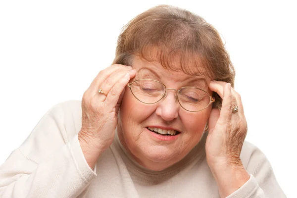 Mujer mayor con Aching Head - Aislado — Foto de Stock