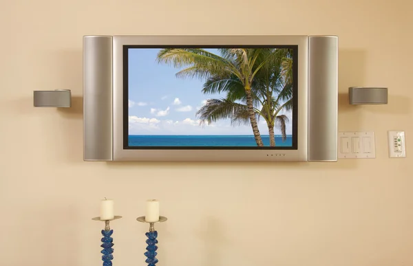 TV LCD e alto-falantes — Fotografia de Stock