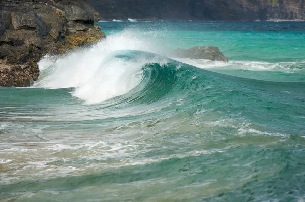 Burácení vln na poli na pali coast — Stock fotografie