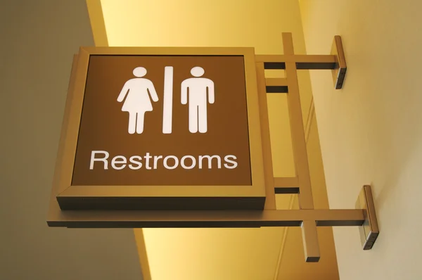 Retro vrouwen en mens badkamer teken — Stockfoto