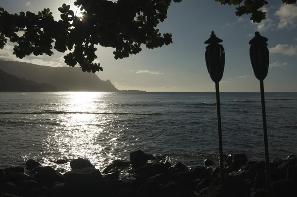 Sonnenuntergang über der Bucht von Hanalei, Kauai, Hawaii — Stockfoto