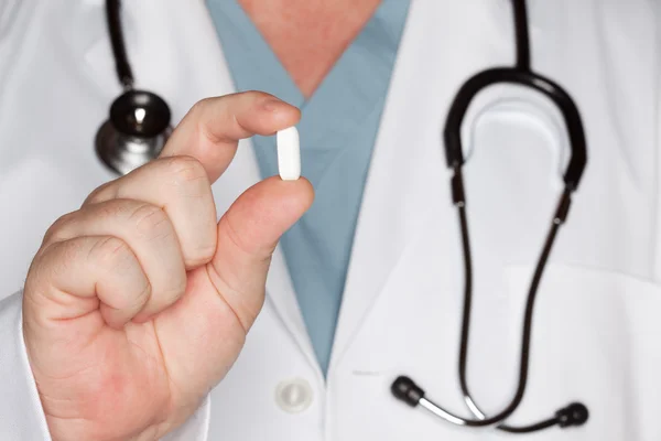 Male Doctor with Stethoscope and Pill — Stock Photo, Image