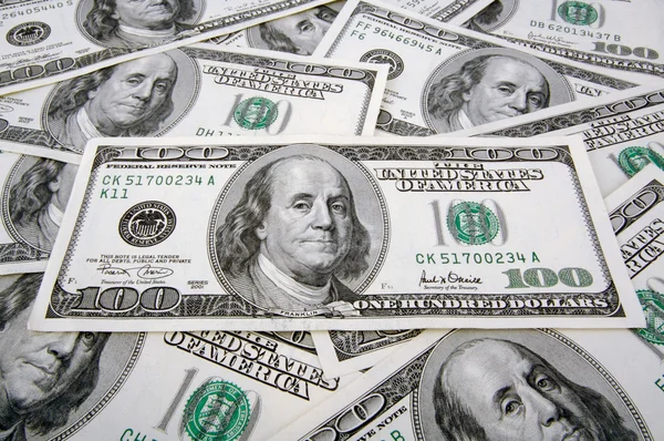 One Hundred Dollar Bills Background — Stock Photo, Image