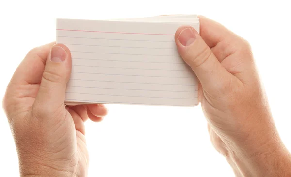 Male Hand Holding Stack of Flash Cards — Stock Photo, Image