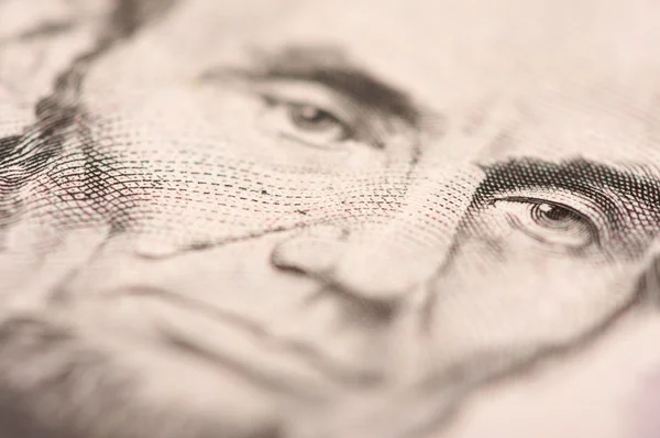 Abe Lincoln de U.S. billete de cinco dólares — Foto de Stock