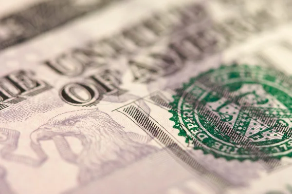 Abstracte vijf dollar bill macro — Stockfoto
