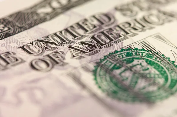 Macro abstrato da conta de cinco dólares dos EUA — Fotografia de Stock