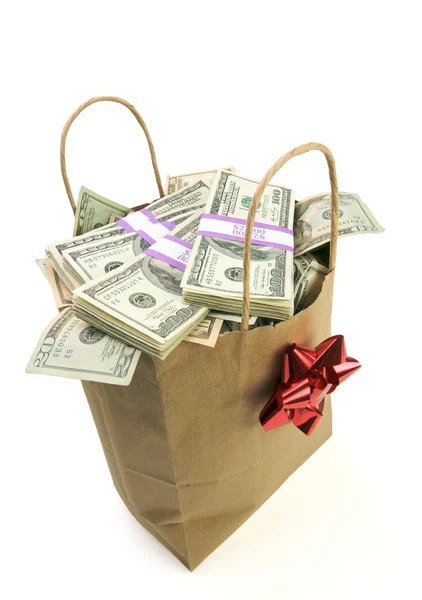 Bag of Money Isolated on White — Stock Photo, Image