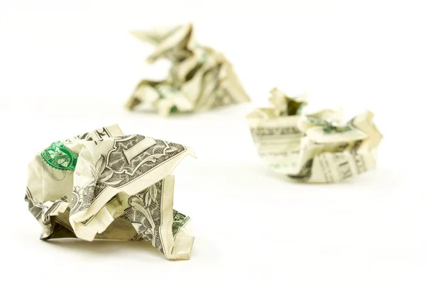 Τσαλακωμένο δολάρια σε λευκό — Φωτογραφία Αρχείου
