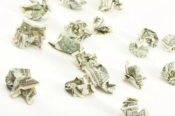 Dólares enrugados em branco — Fotografia de Stock