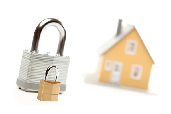 Big and Small Locks and House Isolated — Stock Photo, Image