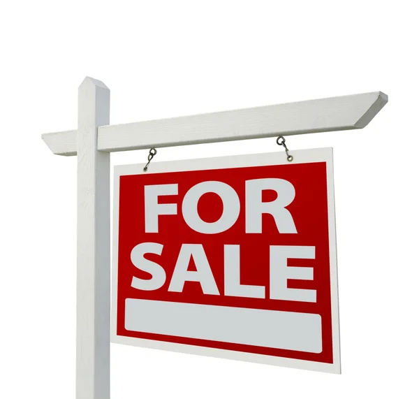 Дом для продажи недвижимости Знак на белом — стоковое фото