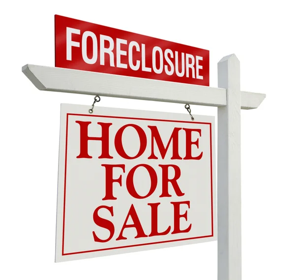Foreclosure Real Estate Sign on White — Stock Photo, Image