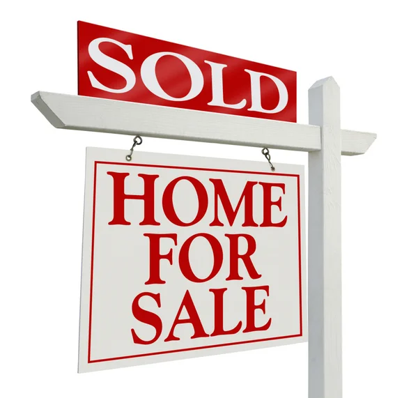 Verkauftes Immobilienschild auf weiß — Stockfoto