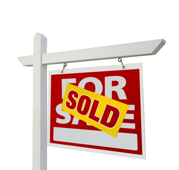 Verkauftes Immobilienschild auf weiß — Stockfoto