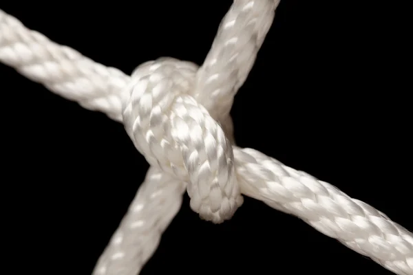 Nylon Rope Knot on a Black Background. — Stock Photo, Image