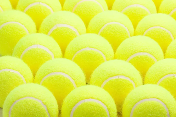 Makro zestaw zupełnie nowych piłek tenisowych. — Zdjęcie stockowe