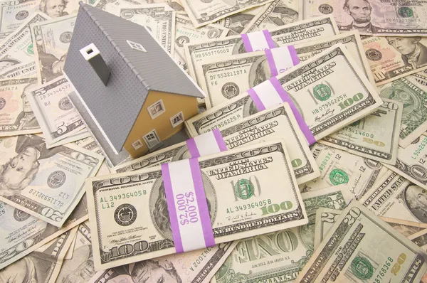 Home with Stacks of Money as Background — Stock Photo, Image