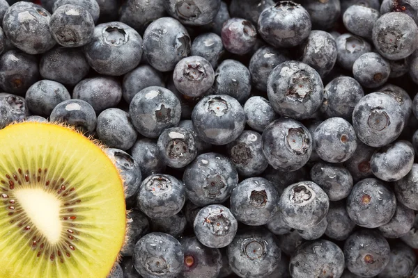 Macro Kiwi and Blueberries Background — Stock Photo, Image