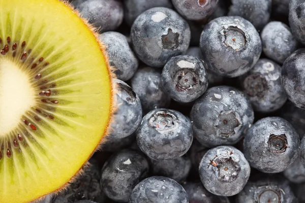 Macro Kiwi and Blueberries Background — Stock Photo, Image