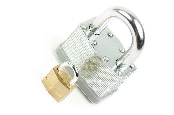 Pair of Padlocks on White Background Stock Picture