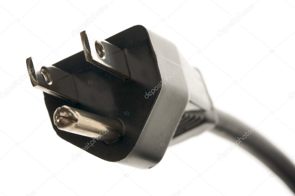 Electric Power Cable on White