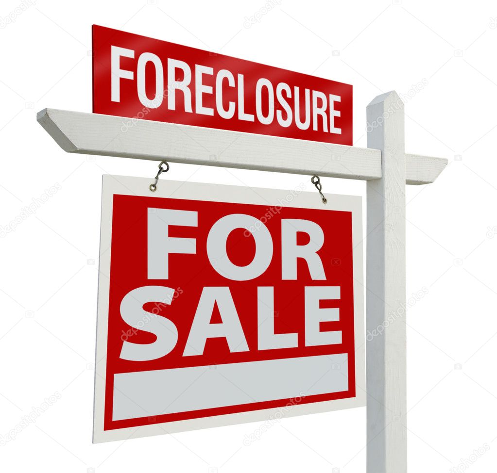 Foreclosure Home For Sale Sign on White
