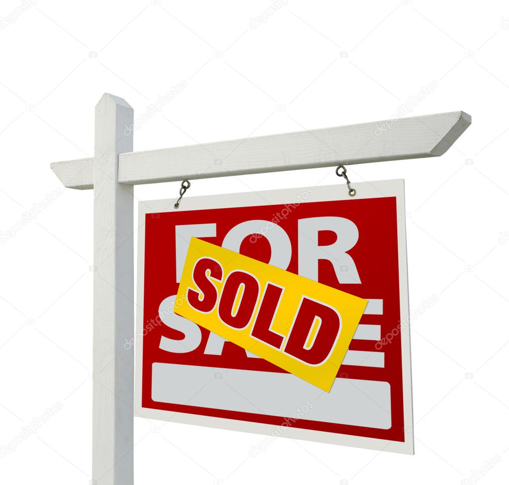 Sold Real Estate Sign on White