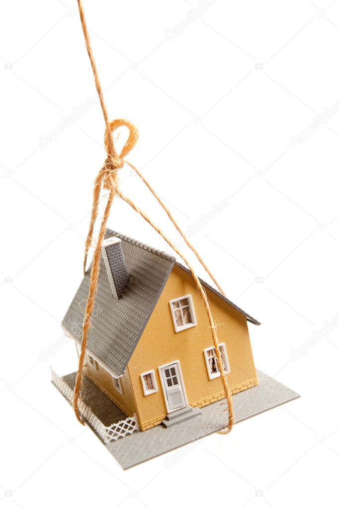 House Hanging by a String Isolated