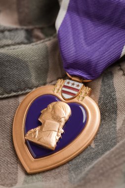 Purple Heart War Medal on Camouflage Mat clipart