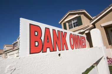 Bank Owned Real Estate Sign and House clipart