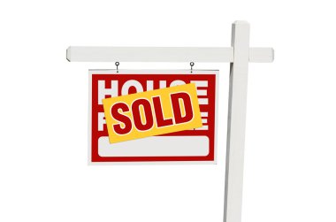 Sold Home For Sale Sign on White clipart