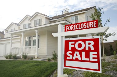 Foreclosure Home For Sale Sign and House clipart
