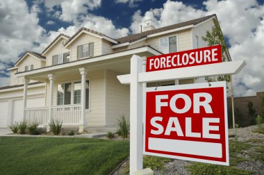 Foreclosure Home For Sale Sign and House clipart