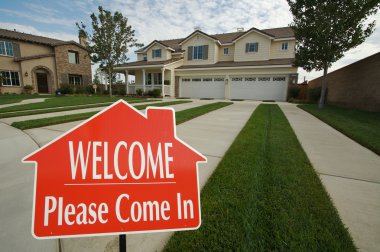 Welcome, Please Come In Sign and House clipart