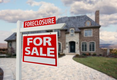 Foreclosure Home For Sale Sign and House clipart