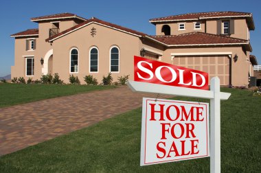 Sold Home For Sale Sign and New House clipart